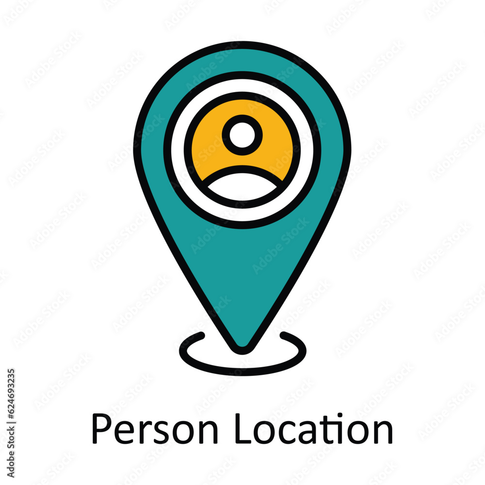 Poster person location filled outline icon design illustration. map and navigation symbol on white backgrou