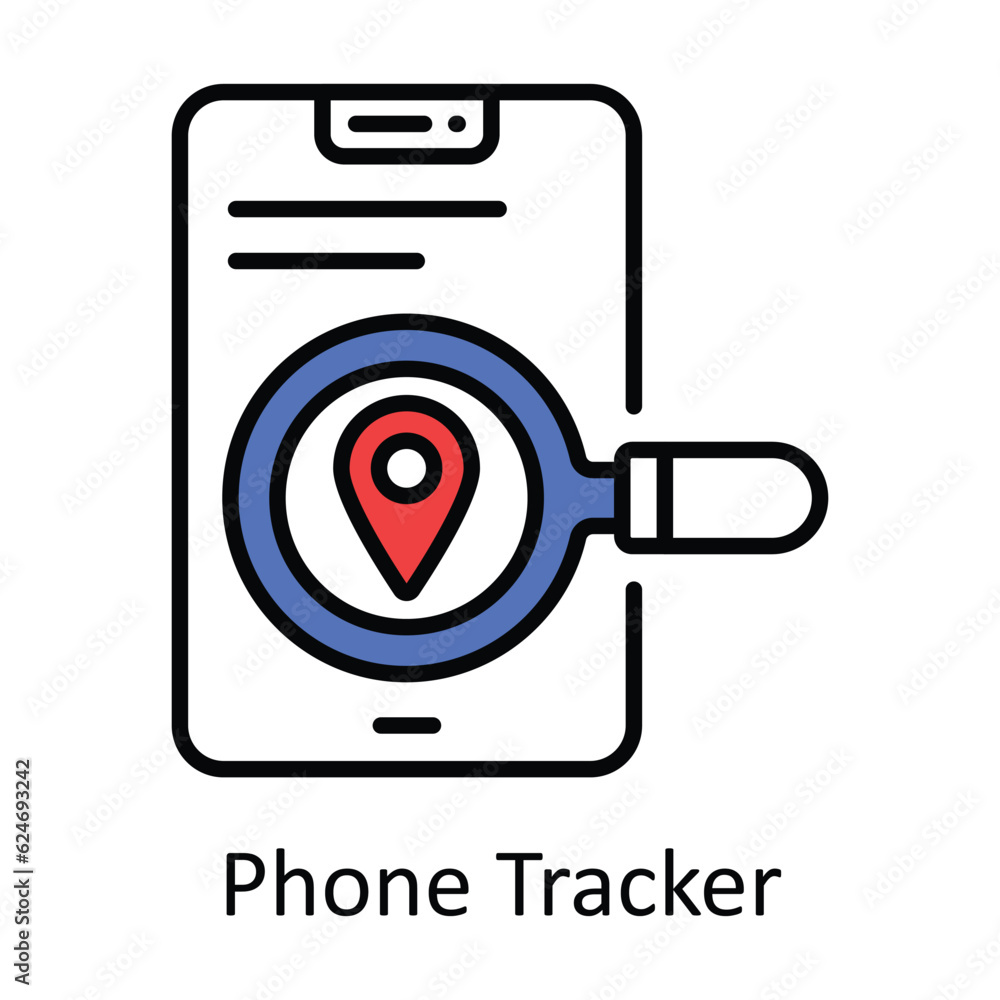 Poster phone tracker filled outline icon design illustration. map and navigation symbol on white background
