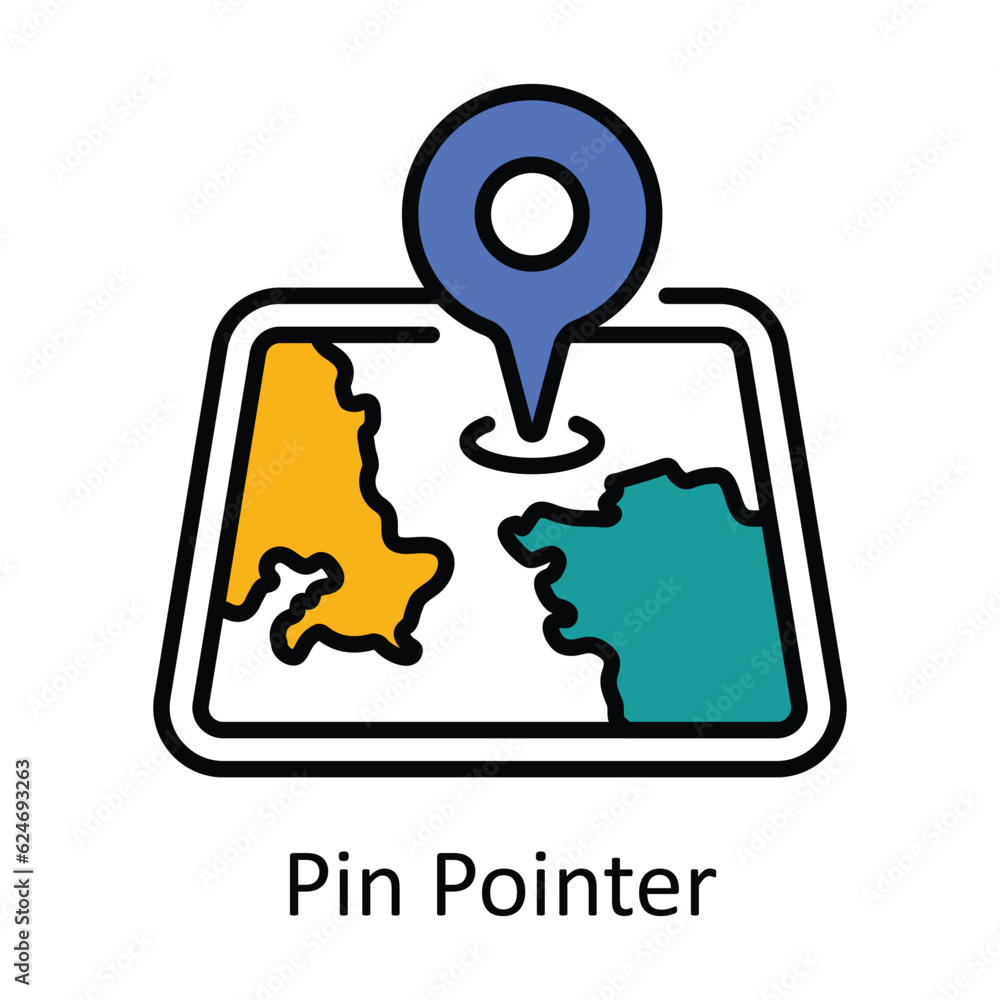 Poster pin pointer filled outline icon design illustration. map and navigation symbol on white background e