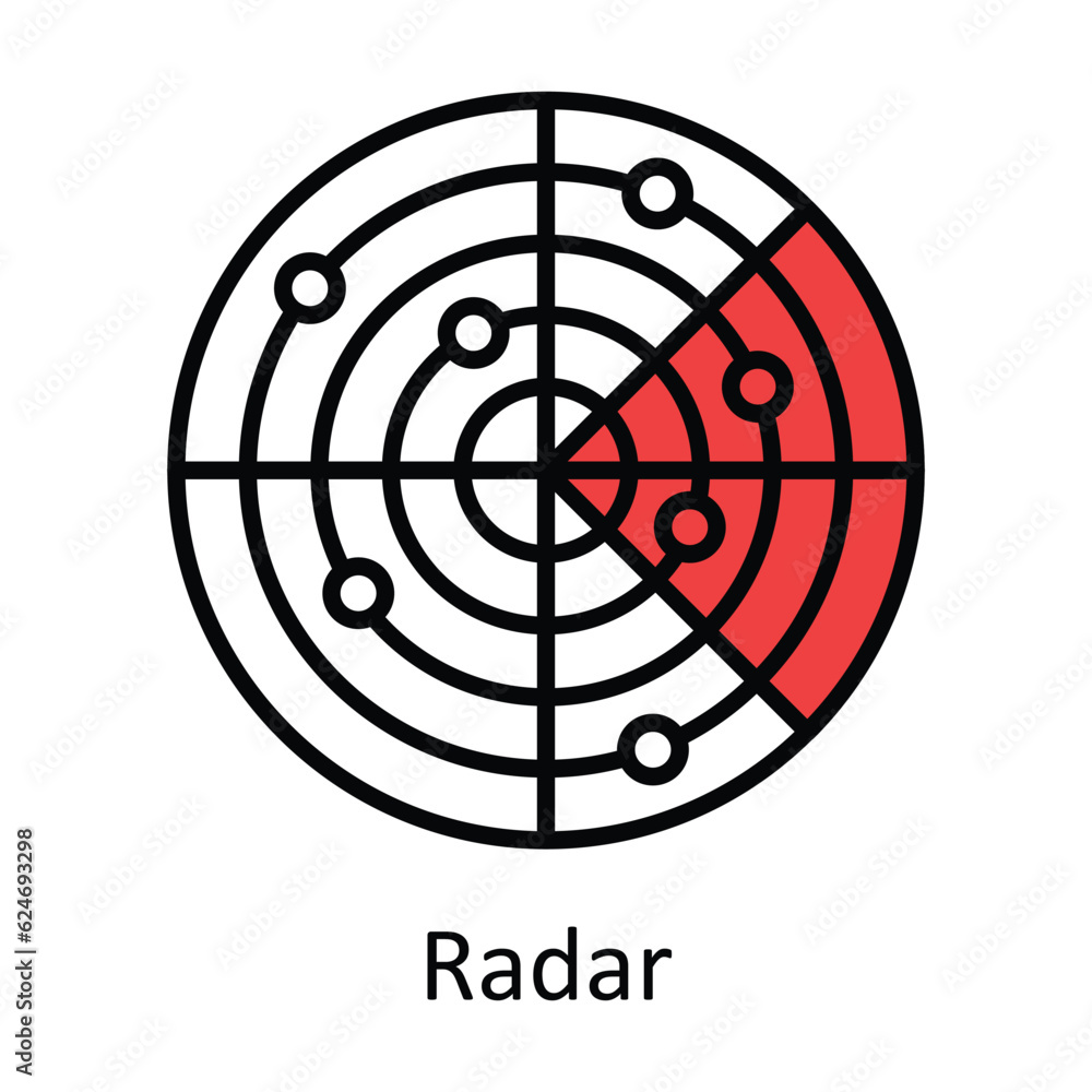 Poster radar filled outline icon design illustration. map and navigation symbol on white background eps 10 