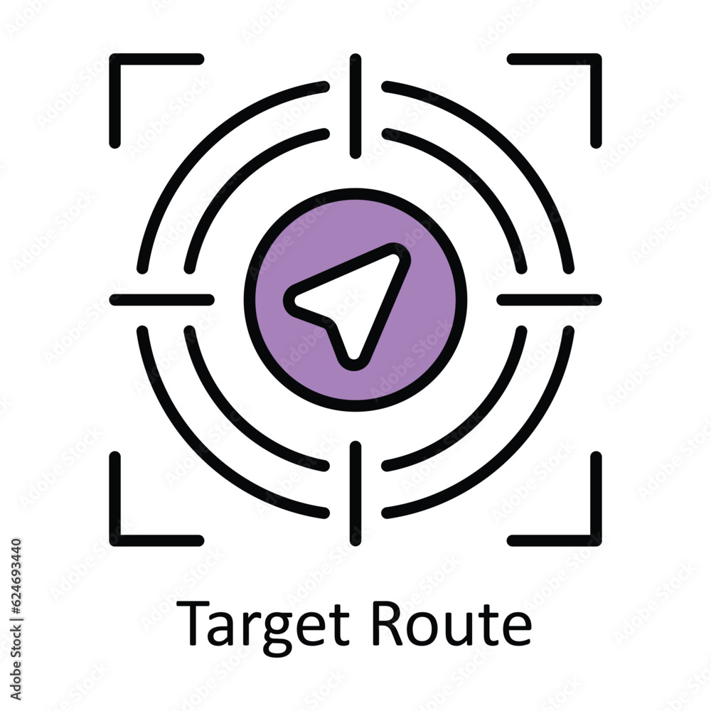 Poster target route filled outline icon design illustration. map and navigation symbol on white background 