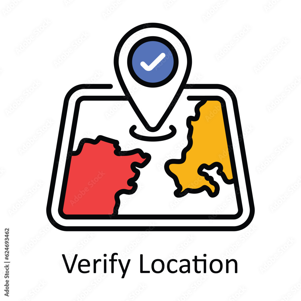 Poster verify location filled outline icon design illustration. map and navigation symbol on white backgrou