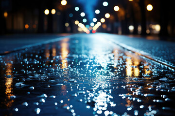 A wanderlust-inducing depiction of a city's rain-soaked streets at night, with neon lights guiding the way, inviting viewers to embark on an adventurous exploration of the urban landscape