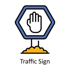 Obraz premium Traffic Sign Filled Outline Icon Design illustration. Map and Navigation Symbol on White background EPS 10 File