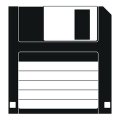 Floppy disk - black and white vector illustration of floppy diskette, white background