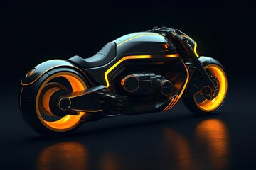 Motorcycle of the future. Illustration design of a glowing futuristic electric bike