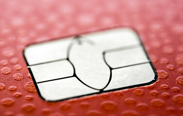 Credit card micro chip, close up view