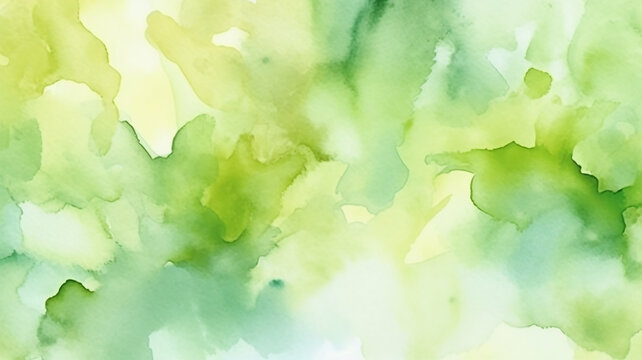 abstract watercolor green background summer spring energy freshness. Generative AI