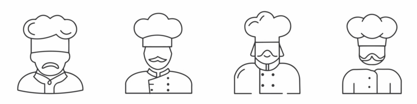 Men chef set in different poses vector illustration
