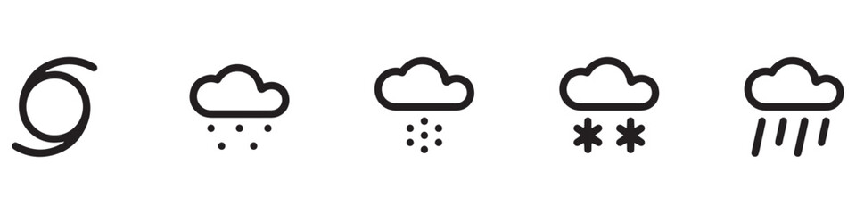 Weather forecast, outline web icon set, vector thin line icons collection. Expanded stroke.