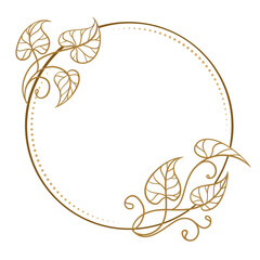 Vector round floral frame with ivy leaves decoration