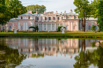 Fototapeta na wymiar Chinese palace in Oranienbaum (Lomonosov) park, Saint Petersburg, Russia