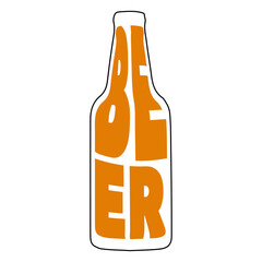 quotes about beer on the bottle. Vector illustration. contour lines.