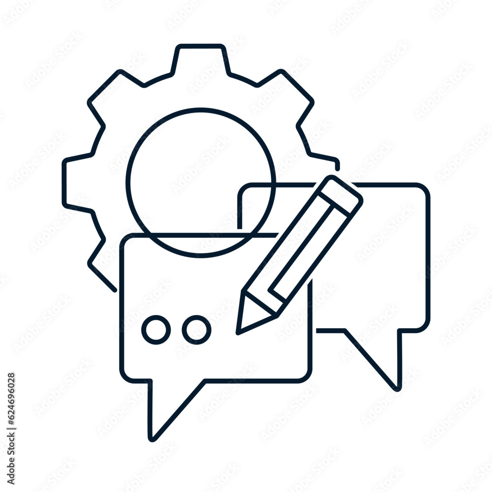 Poster chat concept with technical support. vector icon isolated on white background.
