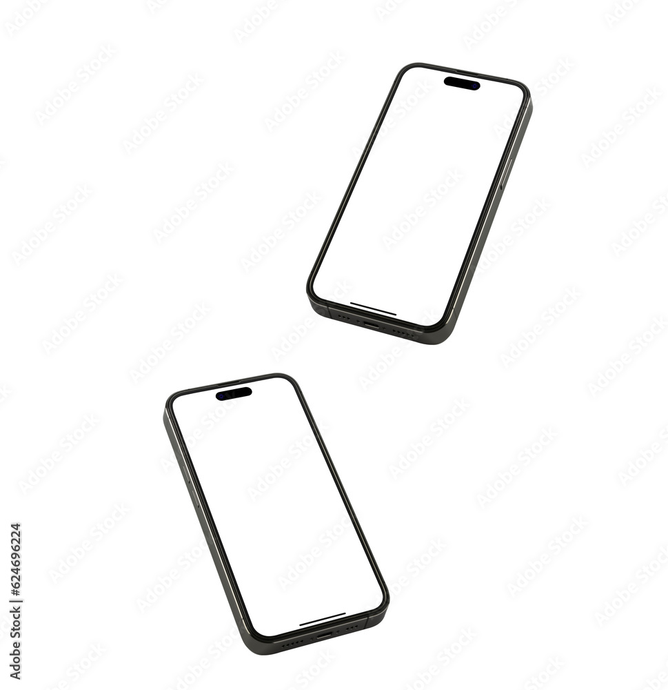 Poster mockup smartphone template on transparent background , mock up isolate screen phone for infographic 