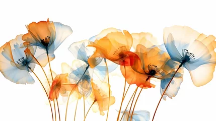 Foto op Plexiglas multicolored watercolor gradient rainbow flowers on a white background peonies poppies summer painting. generative ai © kichigin19