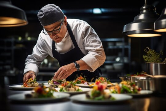 a high-level chef curating a seasonal tasting menu. Created with generative AI technology.