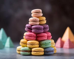 Fototapete Macarons macarons delicately arranged in the shape of a pyramid