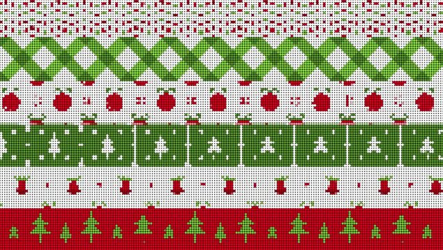 Christmas different seamless patterns. Endless retro 70s 80s texture for holiday wallpaper, Web page background, wrapping stylized mosaic paper and etc. Flat style. Polka dot, zigzag, Christmas tree a