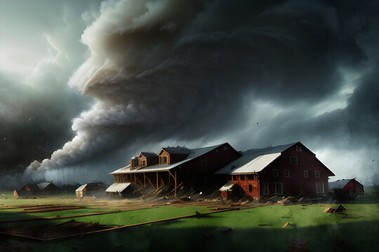 Hurricane destroys the farm. generative ai