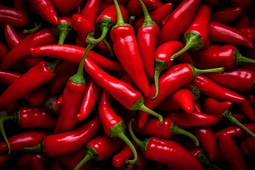 Fotobehang Spice red cayenne ingredient vegetarian closeup hot food chili peppers harvest vegetable fresh © SHOTPRIME STUDIO