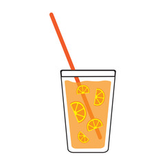glass of orange juice with a straw 