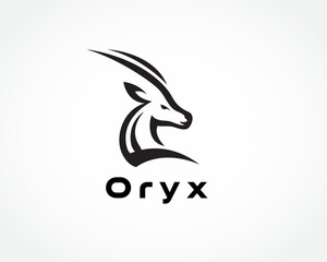 oryx head bold line art style back view logo design template illustration inspiration