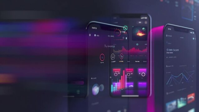 Development analysis design UI, UX, GUI mobile screens modern infographic video animation background
