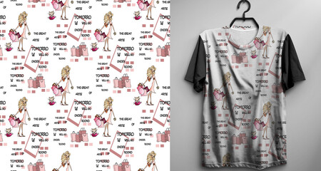 T-shirt dressing seamles pattern fabric - 624699249