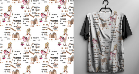 T-shirt dressing seamles pattern fabric - 624699632