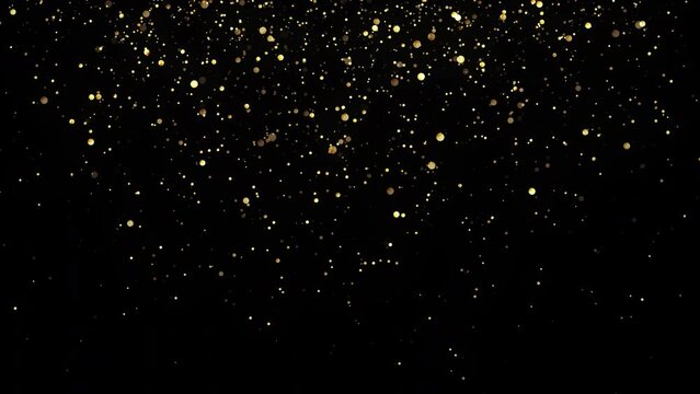 Abstract background golden particles falling with glittering gold powder bokeh.
Futuristic glitter in space on black background.