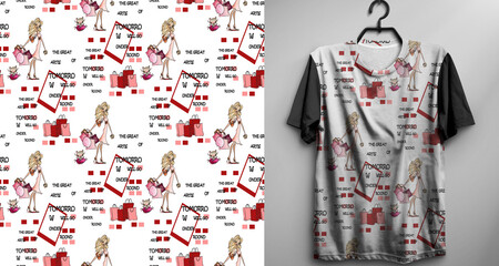 T-shirt dressing seamles pattern fabric - 624700000