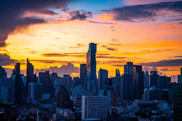 Aerial view of Khlong San and Chao Phraya river in Bangkok, Thailand