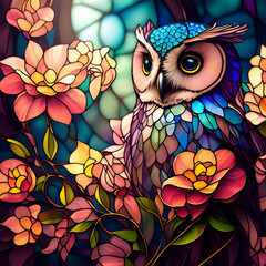 Stained Glass  Owl Paper Background