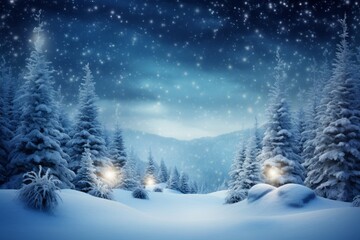 Fototapeta na wymiar Winter Christmas background. Snow and magic light.
