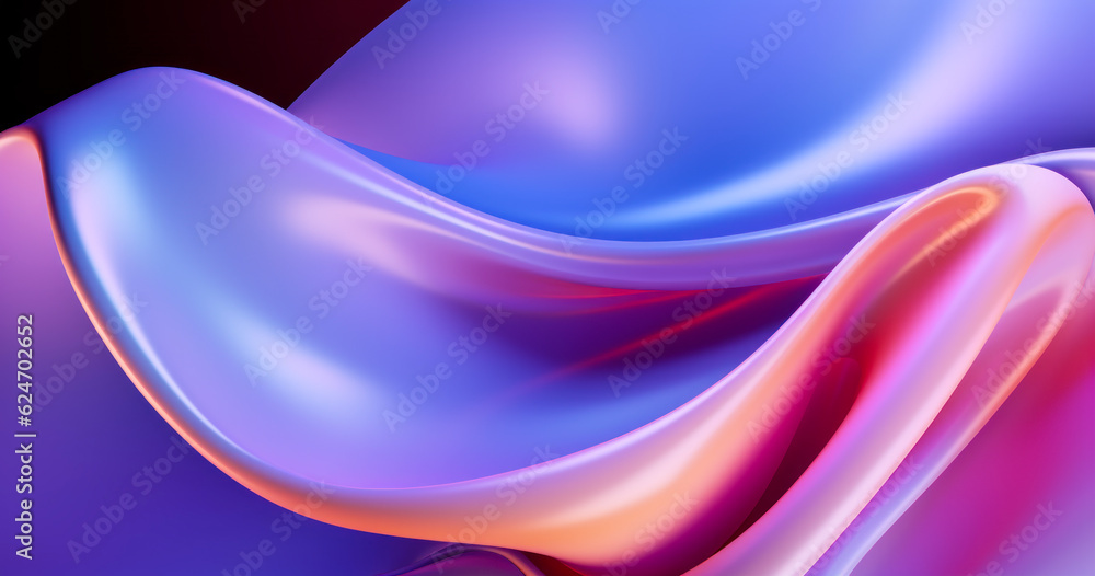 Poster abstract fluid iridescent holographic neon curved wave in motion colorful background 3d render. grad