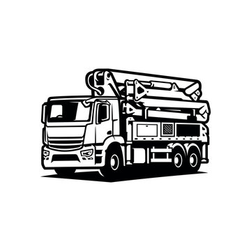 black and white concrete pump truck