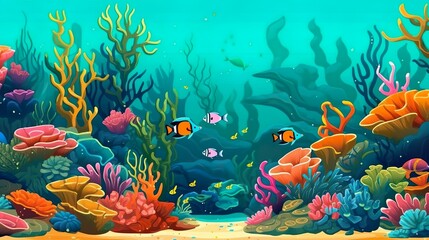 Obraz na płótnie Canvas Abstract background coral reef. An abstract background featuring vibrant coral reefs in a visually stunning banner design. Generative AI.