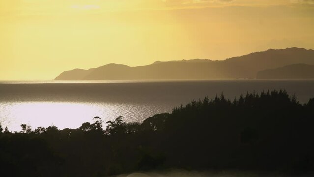 View of Abel Tasman National Park from Takaka, South Island, New Zealand