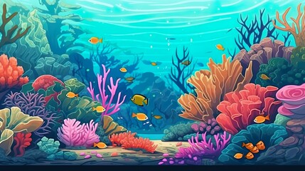 Fototapeta na wymiar Abstract background coral reef. A visually striking banner design showcasing the colorful diversity of coral reefs through an intricate illustration on background. Generative AI.
