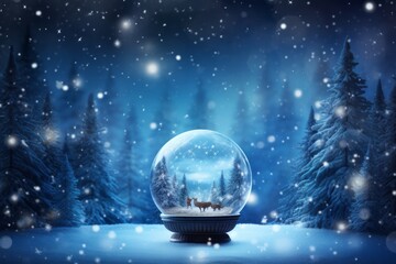 Fototapeta premium Winter Christmas background. Snow and magic light. Snowball