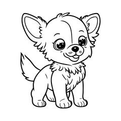 Cute little dog with big eyes. Vector illustration in linear style for coloring