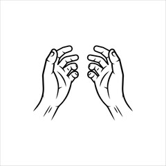 Praying hand. Hand drawn illustration.	