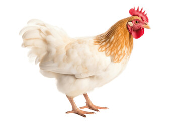 A White Brown Chicken Hen Face Shot Isolated on a Transparent Background. Generative AI