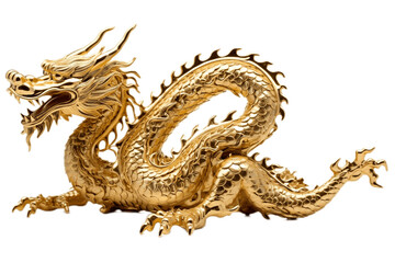 A Chinese Golden Dragon on a Transparent Background. Generative AI