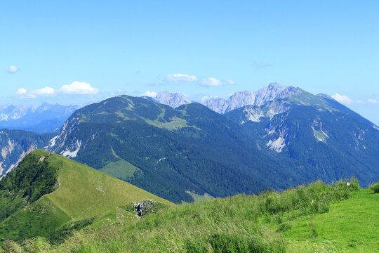 Karawanks, mountain range, view from Golica peak to the east part