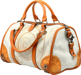 a orange duffel bag has been drawn on white, in the style of pencilsteampunk, retro