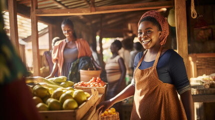 African female vendor selling vegetables on the street