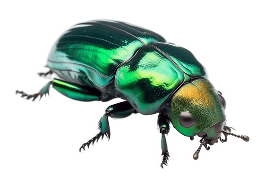 Transparent Background Image of a Green June Beetle Bug Insect Grub Coleopteran and Flying Invertebrate. Generative AI
