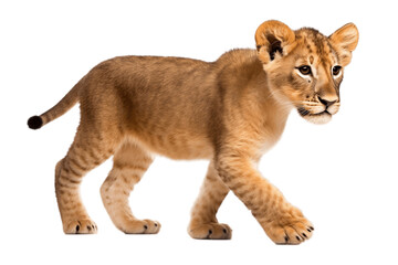 Plakat Isolated Lion Cub Sitting on a Transparent Background. Generative AI